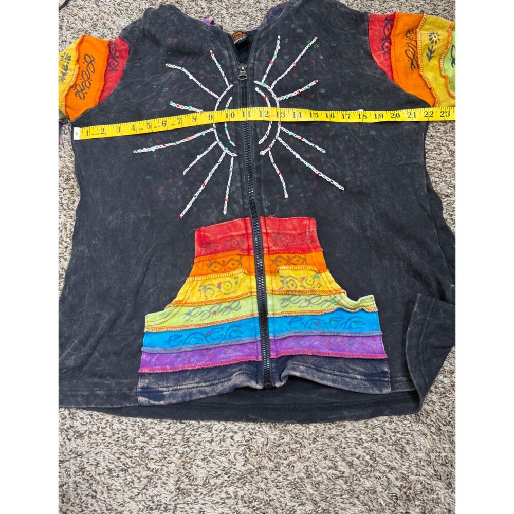 Rising International Patchwork Pixie Jacket Sz 3XL Boho Hippie Celestial Rainbow - Picture 7 of 9